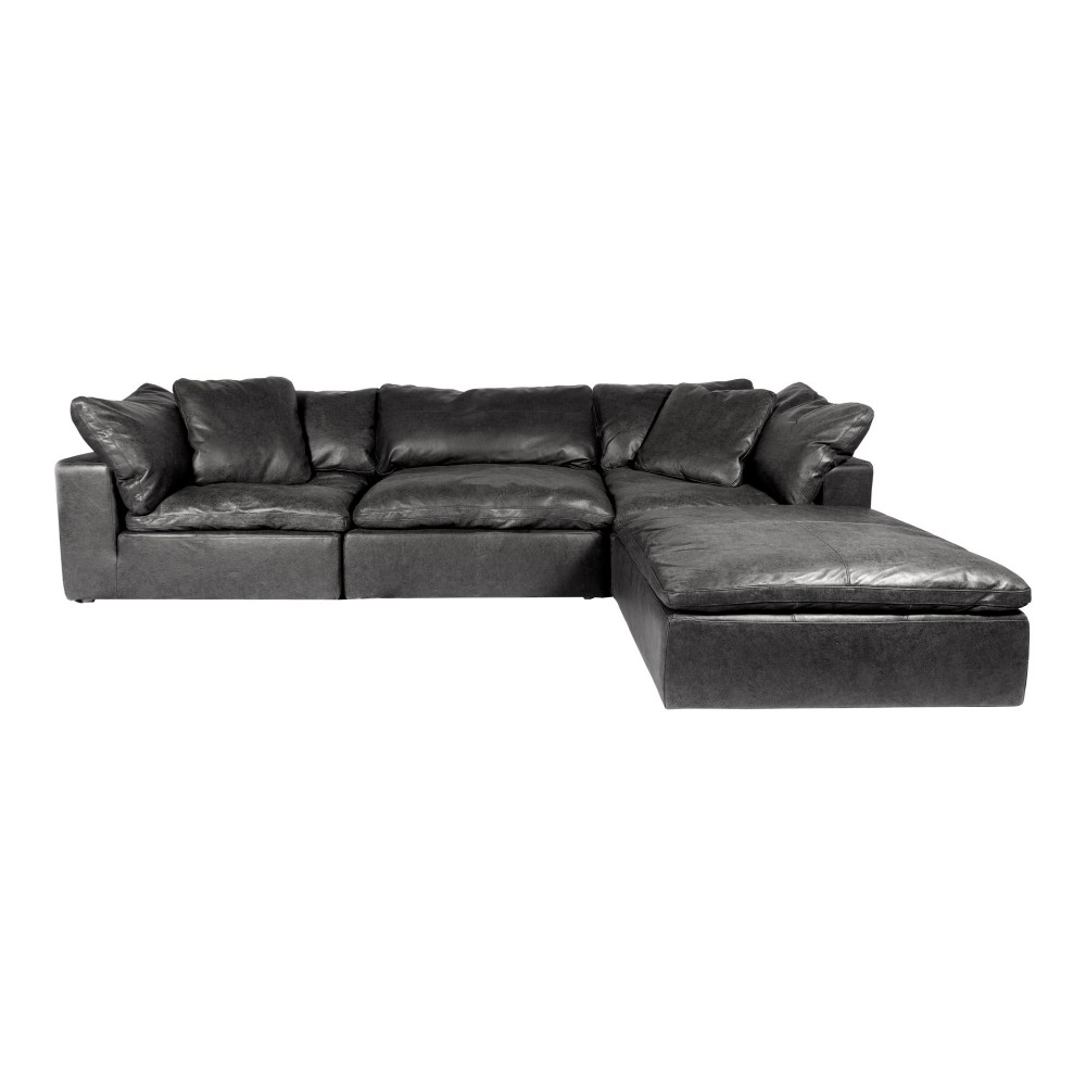 CLAY LOUNGE MODULAR SECTIONAL NUBUCK LEATHER BLACK CLAY LOUNGE MODULAR SECTIONAL NUBUCK LEATHER BLACK