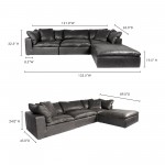 CLAY LOUNGE MODULAR SECTIONAL NUBUCK LEATHER BLACK