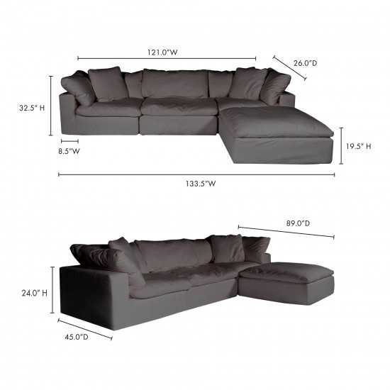 CLAY LOUNGE MODULAR SECTIONAL LIVESMART FABRIC LIGHT GREY