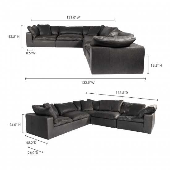 CLAY CLASSIC L MODULAR SECTIONAL NUBUCK LEATHER BLACK