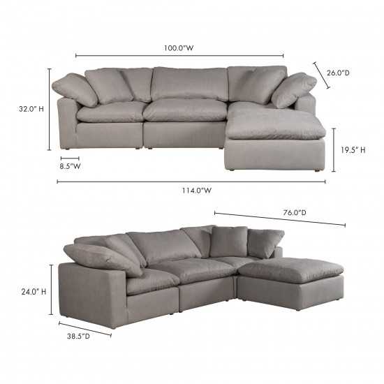 TERRA CONDO LOUNGE MODULAR SECTIONAL LIVESMART FABRIC LIGHT GREY