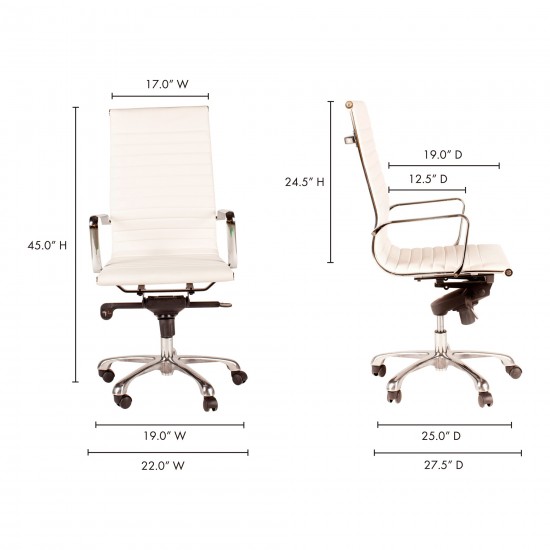 OMEGA SWIVEL OFFICE CHAIR HIGH BACK WHITE