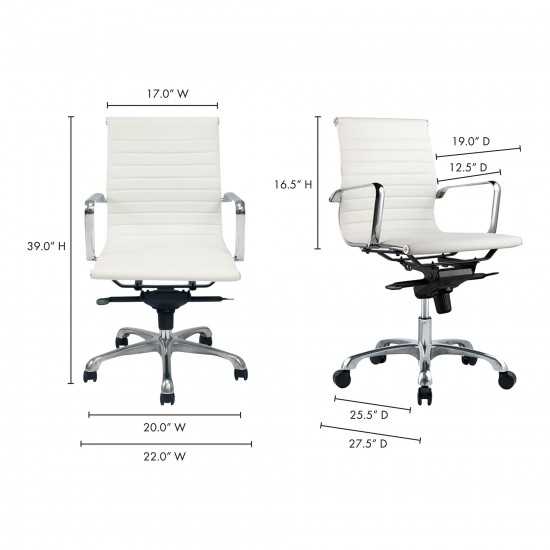 OMEGA SWIVEL OFFICE CHAIR LOW BACK WHITE