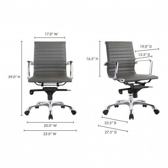 OMEGA SWIVEL OFFICE CHAIR LOW BACK GREY