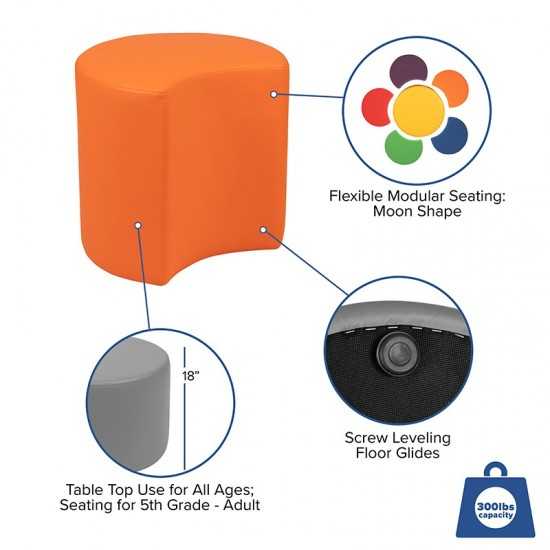 Soft Seating Collaborative Moon for Classrooms and Common Spaces - 18" Seat Height (Orange)