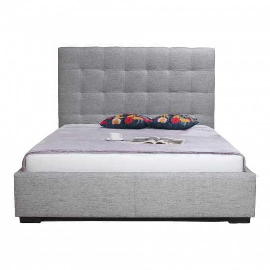 BELLE STORAGE BED QUEEN LIGHT GREY FABRIC