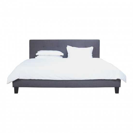 ELIZA QUEEN BED DARK GREY FABRIC