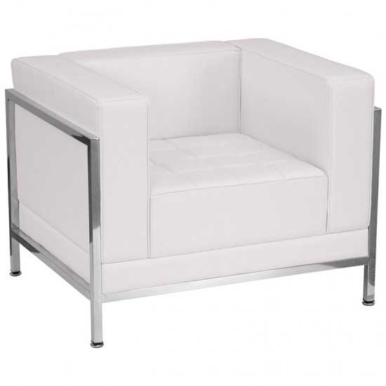 Contemporary Melrose White LeatherSoft Chair with Encasing Frame