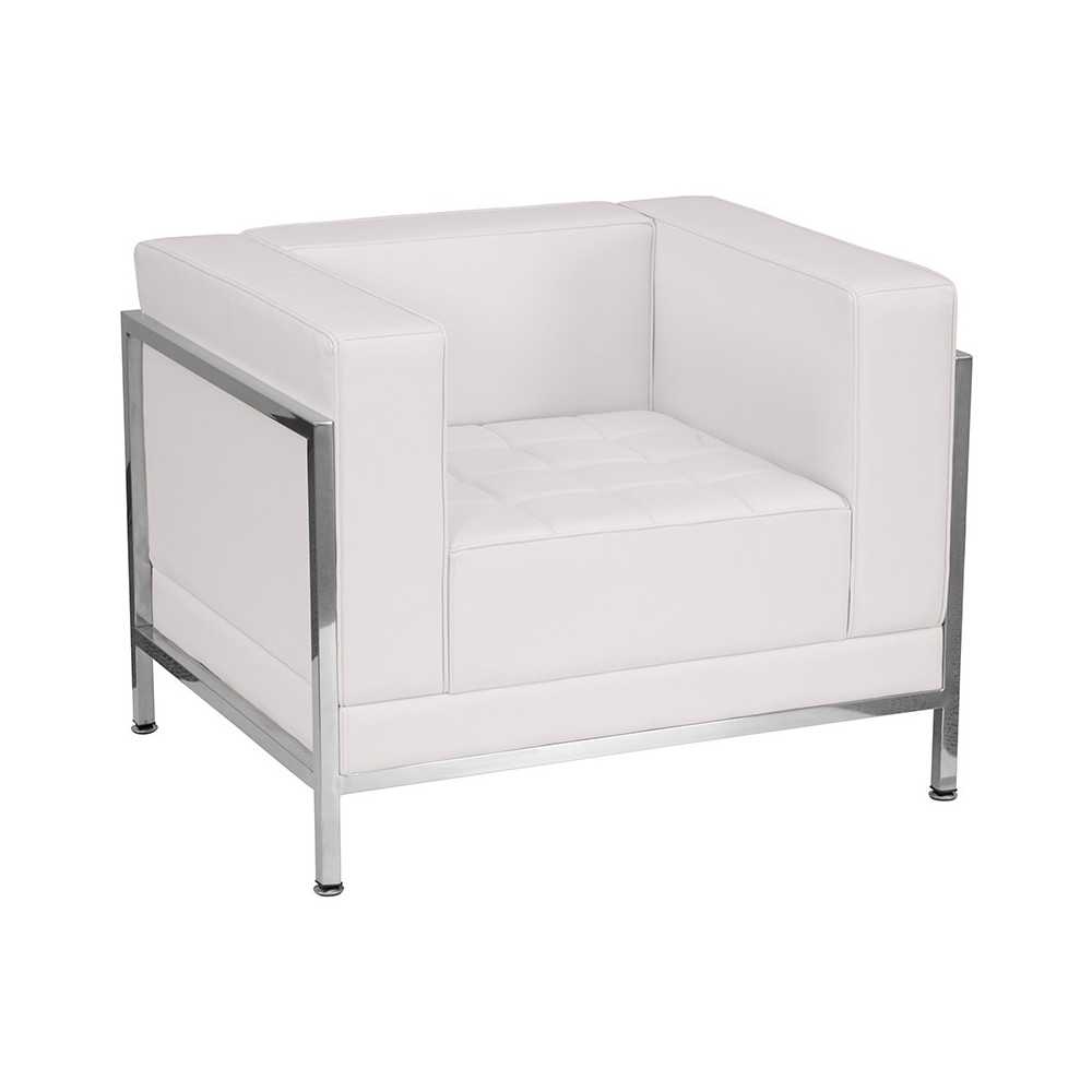 Contemporary Melrose White LeatherSoft Chair with Encasing Frame
