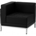 Contemporary Black LeatherSoft Left Corner Chair with Encasing Frame