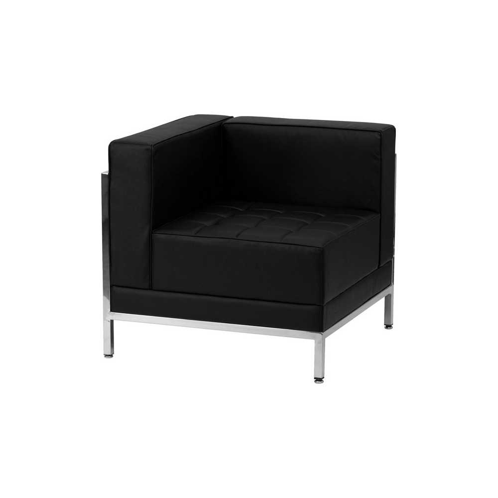 Contemporary Black LeatherSoft Left Corner Chair with Encasing Frame