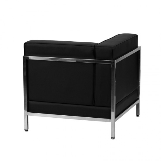 Contemporary Black LeatherSoft Left Corner Chair with Encasing Frame