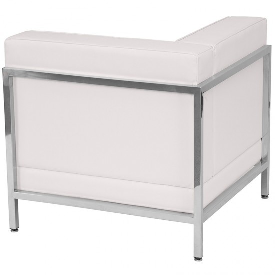 Contemporary Melrose White LeatherSoft Left Corner Chair with Encasing Frame