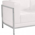 Contemporary Melrose White LeatherSoft Loveseat with Encasing Frame