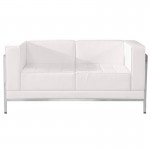 Contemporary Melrose White LeatherSoft Loveseat with Encasing Frame