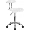 Vibrant White and Chrome Swivel Task Office Chair with Tractor Seat