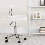 Vibrant White and Chrome Swivel Task Office Chair with Tractor Seat