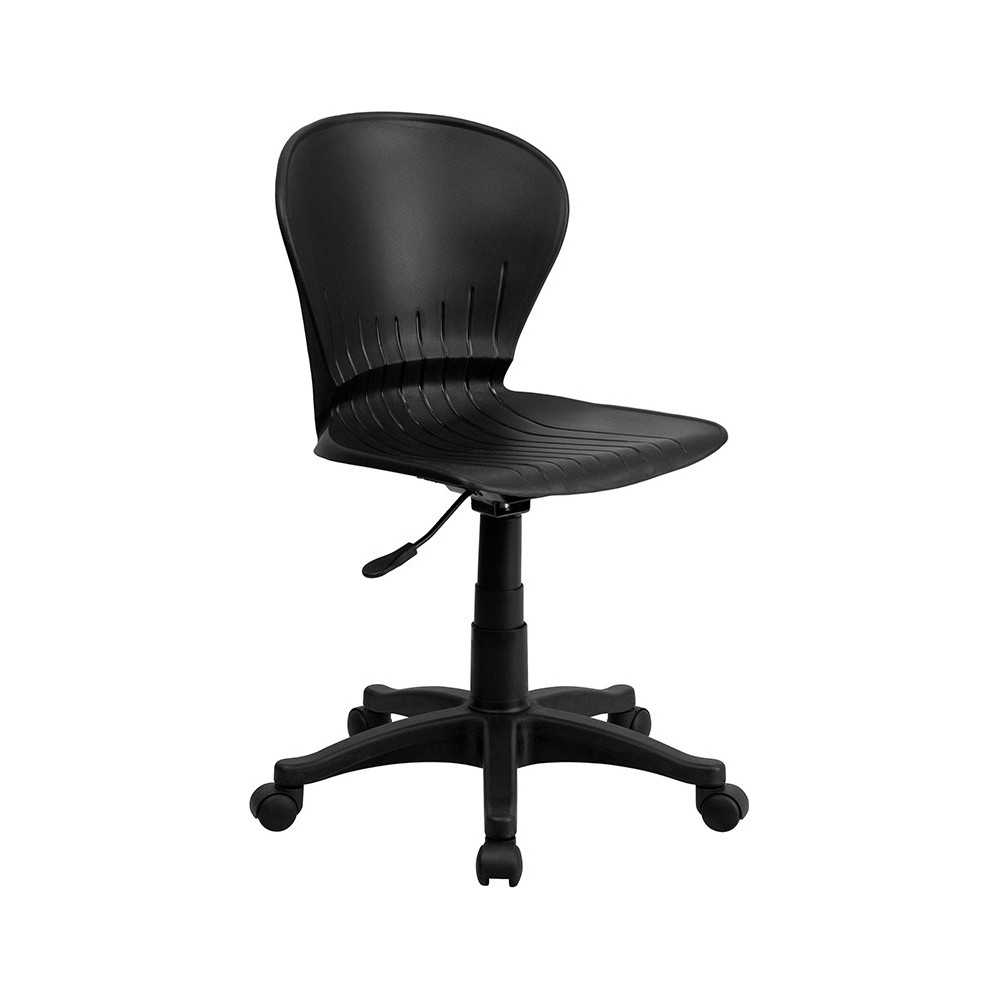 Mid-Back Black Plastic Swivel Task Office Chair