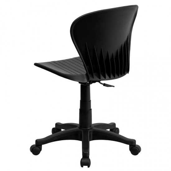 Mid-Back Black Plastic Swivel Task Office Chair