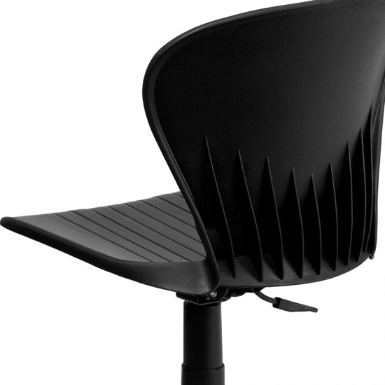 Mid-Back Black Plastic Swivel Task Office Chair