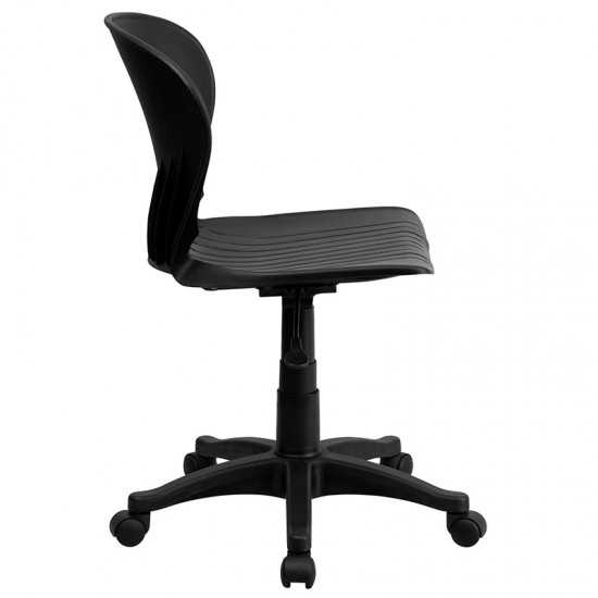 Mid-Back Black Plastic Swivel Task Office Chair