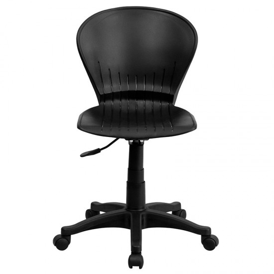 Mid-Back Black Plastic Swivel Task Office Chair