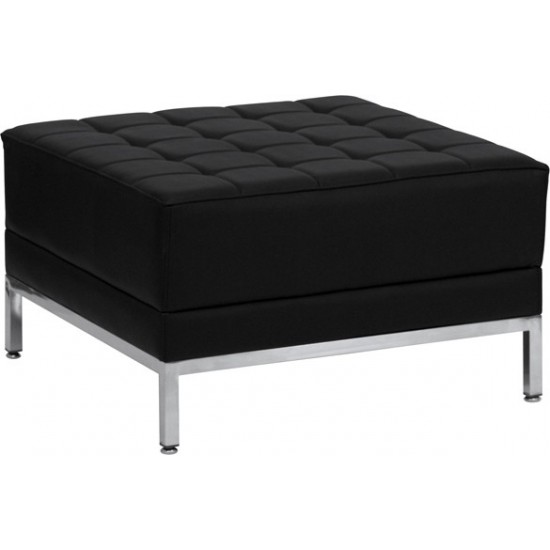 Black LeatherSoft Ottoman