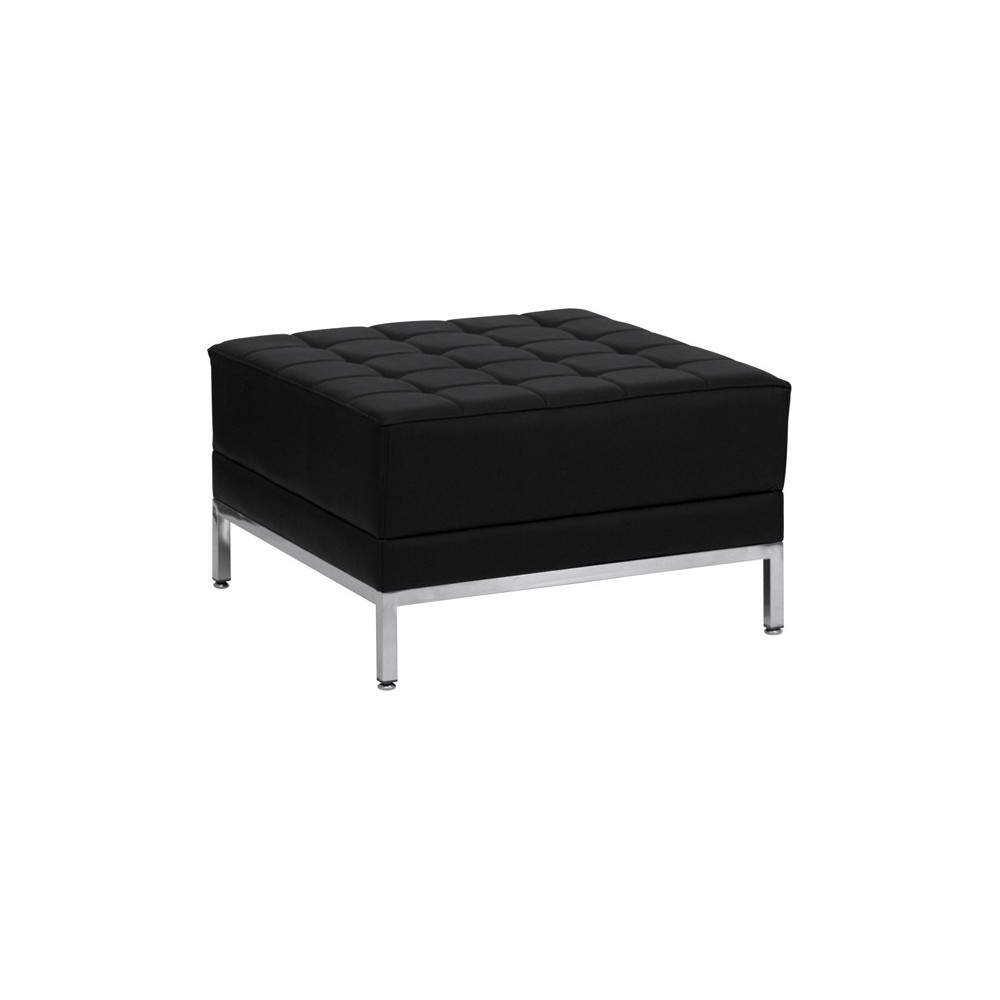 Black LeatherSoft Ottoman