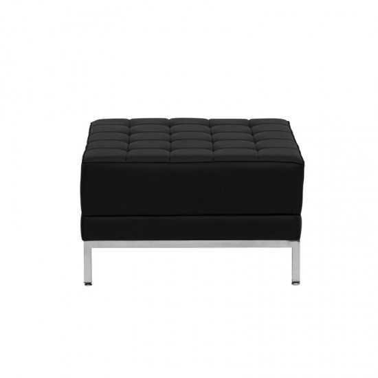 Black LeatherSoft Ottoman