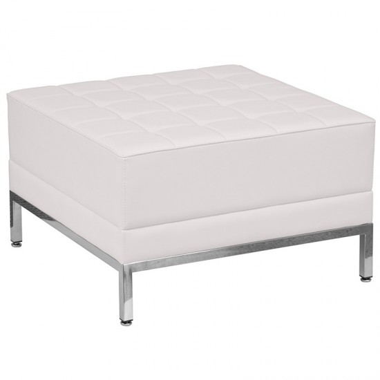 Melrose White LeatherSoft Ottoman