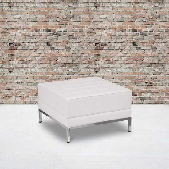 Melrose White LeatherSoft Ottoman