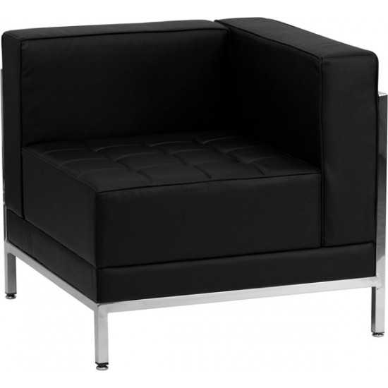 Contemporary Black LeatherSoft Right Corner Chair with Encasing Frame