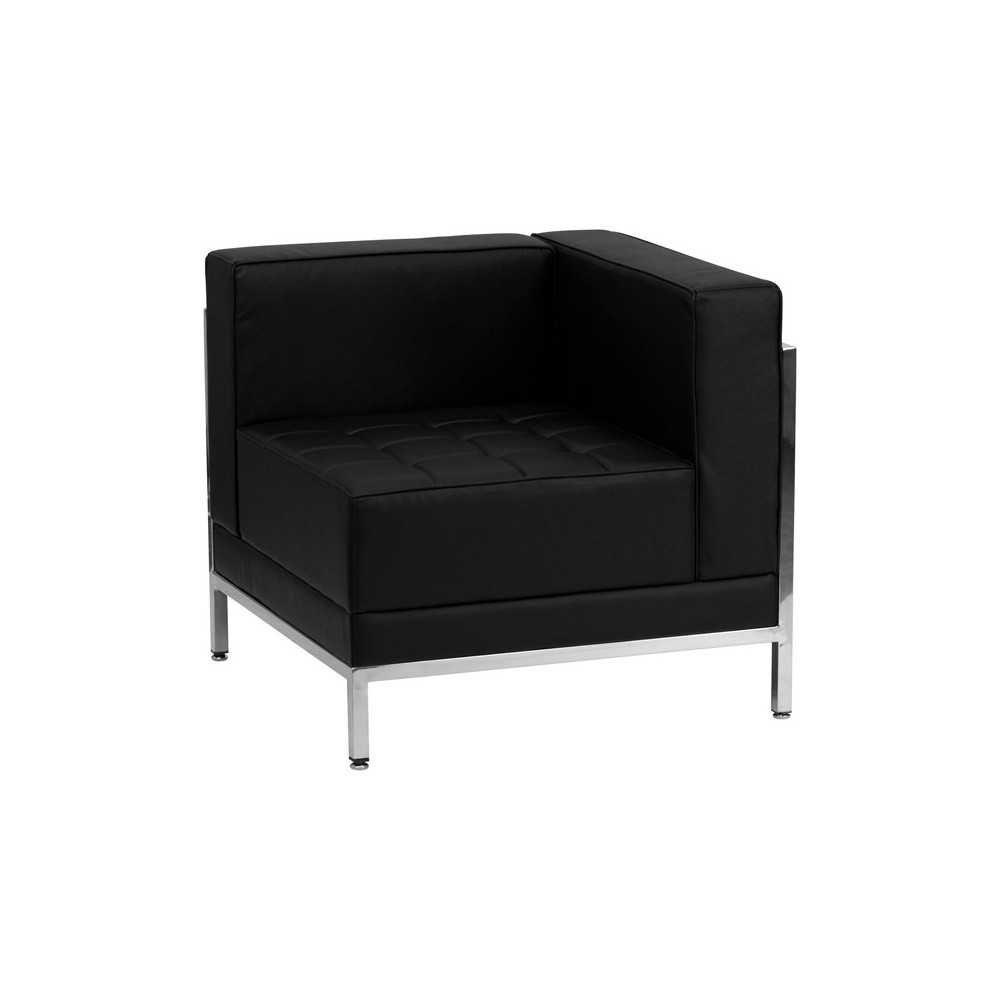 Contemporary Black LeatherSoft Right Corner Chair with Encasing Frame