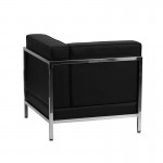 Contemporary Black LeatherSoft Right Corner Chair with Encasing Frame