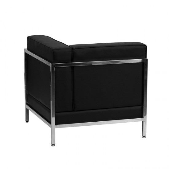 Contemporary Black LeatherSoft Right Corner Chair with Encasing Frame