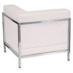 Contemporary Melrose White LeatherSoft Right Corner Chair with Encasing Frame