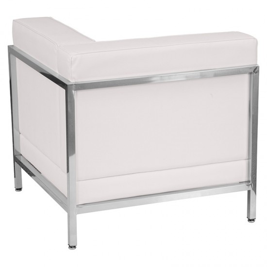 Contemporary Melrose White LeatherSoft Right Corner Chair with Encasing Frame