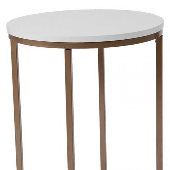 Hampstead Collection 3 Piece Coffee and End Table Set in White with Matte Gold Frames