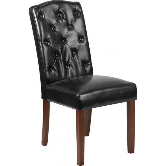 HERCULES Grove Park Series Black LeatherSoft Tufted Parsons Chair