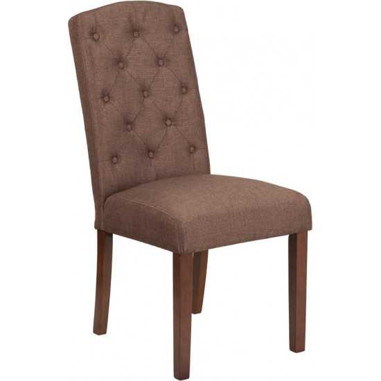 HERCULES Grove Park Series Brown Fabric Tufted Parsons Chair