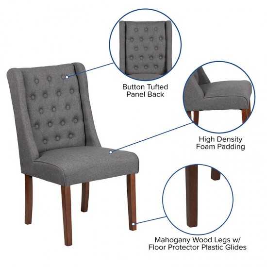 HERCULES Preston Series Gray Fabric Tufted Parsons Chair