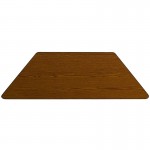 22.5''W x 45''L Trapezoid Oak HP Laminate Activity Table - Standard Height Adjustable Legs