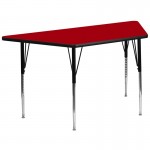 29''W x 57''L Trapezoid Red Thermal Laminate Activity Table - Standard Height Adjustable Legs