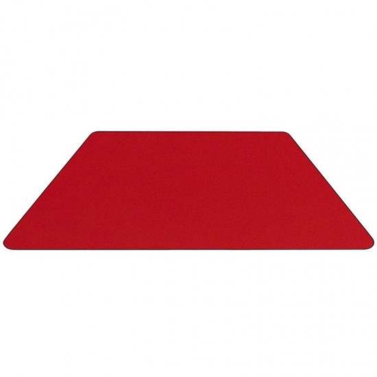 29''W x 57''L Trapezoid Red Thermal Laminate Activity Table - Standard Height Adjustable Legs