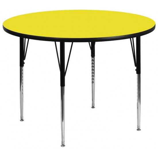 48'' Round Yellow HP Laminate Activity Table - Standard Height Adjustable Legs