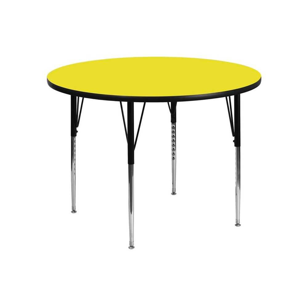 48'' Round Yellow HP Laminate Activity Table - Standard Height Adjustable Legs