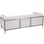 Contemporary Melrose White LeatherSoft Sofa with Encasing Frame