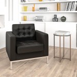 HERCULES Lacey Series Contemporary Black LeatherSoft Chair with Stainless Steel Frame