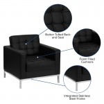 HERCULES Lacey Series Contemporary Black LeatherSoft Chair with Stainless Steel Frame