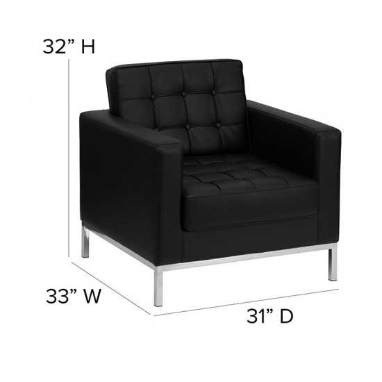 HERCULES Lacey Series Contemporary Black LeatherSoft Chair with Stainless Steel Frame